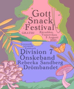 Bild på Gott Snack Festival som färgglad affisch med artister och annan information