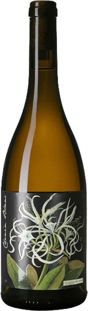 En glasflaska med Botanica The Mary Delany Chenin Blanc, ett vitt vin från Western Cape i Sydafrika