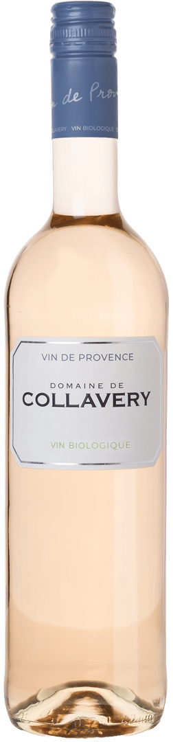 En lättare glasflaska med Domaine de Collavery, en rosévin från Provence i Frankrike