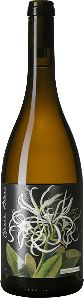 En glasflaska med Botanica The Mary Delany Chenin Blanc, ett vitt vin från Western Cape i Sydafrika