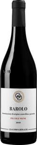 En flaska med Giacomo Grimaldi Barolo Piccole Vigne 2018, ett rött vin från Piemonte i Italien
