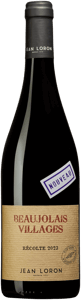 En flaska med Maison Jean Loron Beaujolais Villages Nouveau Vin Nature 2023, ett rött vin från Bourgogne i Frankrike