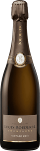En flaska med Louis Roederer Brut Vintage 2015, ett champagne från Champagne i Frankrike