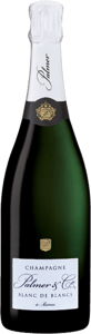 En flaska med Palmer Blanc de Blancs 2017, ett champagne från Champagne i Frankrike