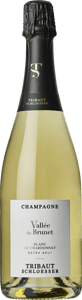 En flaska med Tribaut Blanc de Chardonnay Brut, ett champagne från Champagne i Frankrike