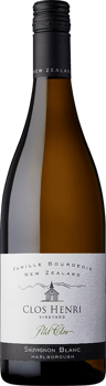 En lättare glasflaska med Clos Henri Petit Clos Sauvignon Blanc 2020, ett rött vin från Balearerna i Spanien