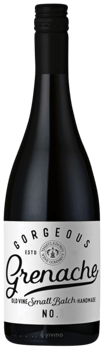 En lättare glasflaska med Thistledown Gorgeous Grenache, ett rött vin från South Australia i Australien