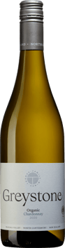En lättare glasflaska med Greystone Chardonnay, ett rött vin från Piemonte i Italien