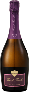 En lättare glasflaska med Domaine de la Vougeraie Crémant de Bourgogne Fête de Famille 2017, en mousserande från Bourgogne i Frankrike