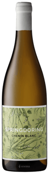 En glasflaska med Thistle & Weed Springdoring, ett vitt vin från Western Cape i Sydafrika