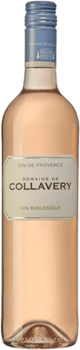En lättare glasflaska med Domaine de Collavery, en rosévin från Provence i Frankrike