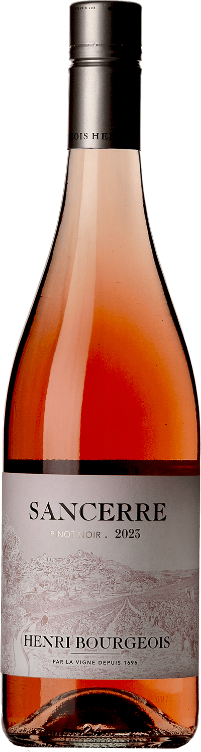 En lättare glasflaska med Henri Bourgeois Sancerre Rosé 2023, en rosévin från Loiredalen i Frankrike