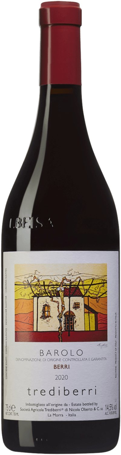 En glasflaska med Trediberri Barolo Berri 2020, en rosévin från Rioja i Spanien