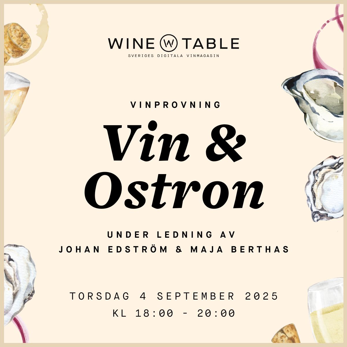 Bild på Vin & Ostron med Johan Edström och Maja Berthas – Vinprovning i Stockholm