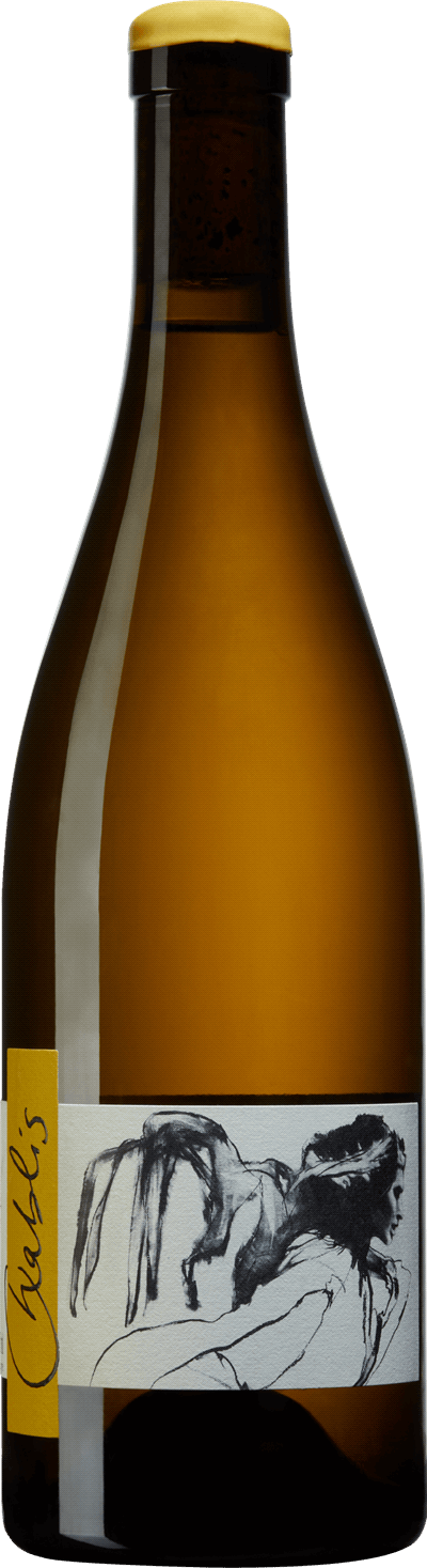 En glasflaska med Thomas Pico Pattes Loup Chablis 3 pack, ett vitt vin från Bourgogne i Frankrike