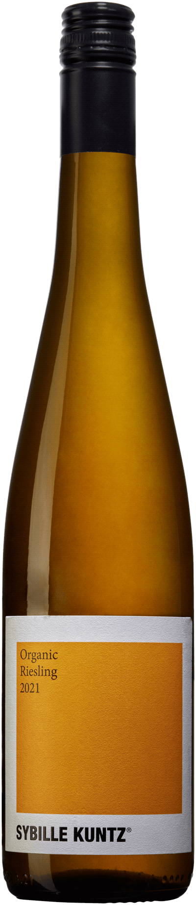 En glasflaska med Weingut Sybille Kuntz Orange Riesling 2022, ett vitt vin från Mosel i Tyskland