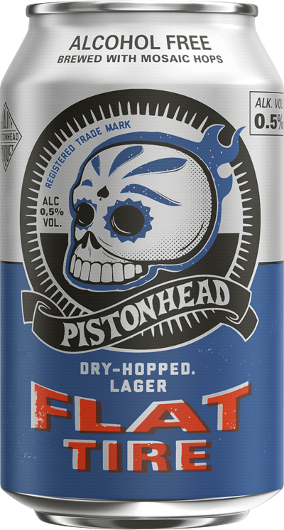 En burk med Pistonhead Flat Tire Non Alcoholic, en Öl från Sverige