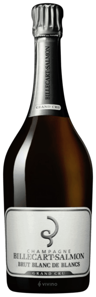 En glasflaska med Billecart-Salmon Blanc de Blancs Grand Cru NV, ett champagne från Champagne i Frankrike