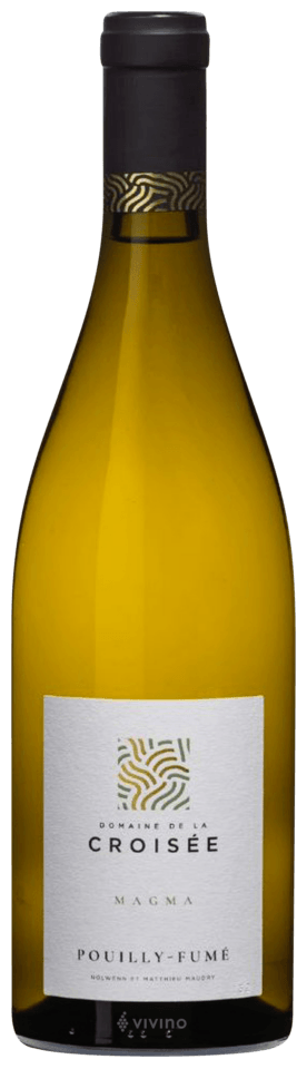 En glasflaska med Domaine de la Croisée Pouilly Fumé Magma 2022, ett vitt vin från Loiredalen i Frankrike