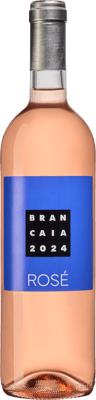 En lättare glasflaska med Brancaia Rosé, en rosévin från Toscana i Italien