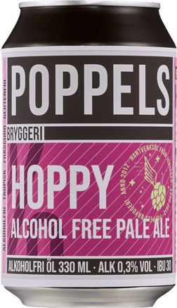 En burk med Poppels Hoppy Pale Ale, en Öl från Sverige