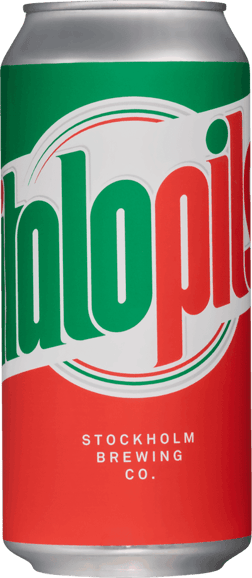 En burk med Stockholm Brewing Italopils, en ljus lager från Sverige