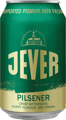 En burk med Jever Pilsener, en ljus lager från Tyskland