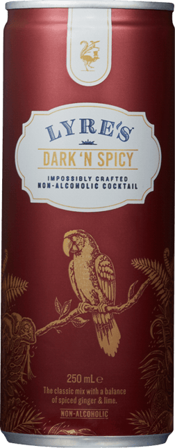 En burk med Lyre's Dark'n' Spicy Non Alcoholic Cocktail, en drinkar & Cocktail från Nederländerna