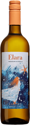 En lättare glasflaska med Elara Treixadura & Godello, ett vitt vin från Galicien i Spanien