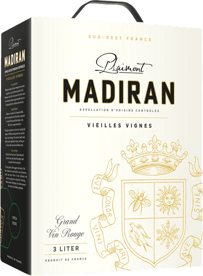 En box med Plaimont Madiran Vielles Vignes, ett rött vin från Frankrike sydväst i Frankrike