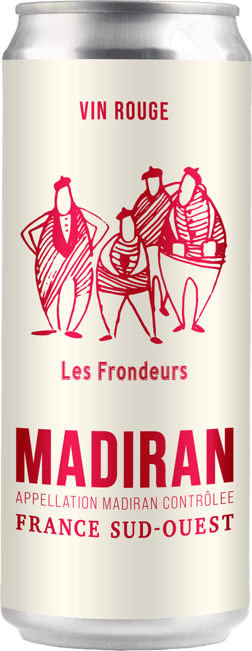 En burk med Les Frondeurs Madiran 2023, ett rött vin från Frankrike sydväst i Frankrike