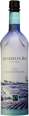 En pappförpackning med Arniston Bay Sauvignon Blanc, ett vitt vin från Western Cape i Sydafrika