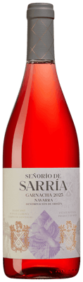 En lättare glasflaska med Señorío de Sarría, en rosévin från Navarra i Spanien