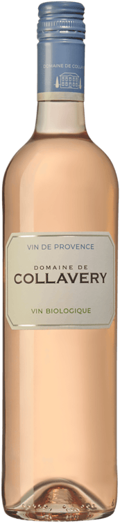 En lättare glasflaska med Domaine de Collavery, en rosévin från Provence i Frankrike