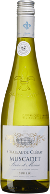 En glasflaska med Château du Cléray Muscadet Sèvre et Maine sur Lie 2020, ett vitt vin från Loiredalen i Frankrike