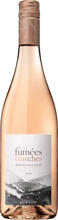 En lättare glasflaska med François Lurton Les Fumées Blanches Rosé, en rosévin från Frankrike