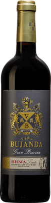 En glasflaska med Viña Bujanda Gran Reserva 2012, ett rött vin från Rioja i Spanien