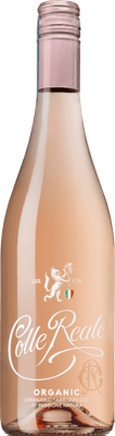 En lättare glasflaska med Colle Reale Cerasuolo Rosé, en rosévin från Abruzzerna i Italien