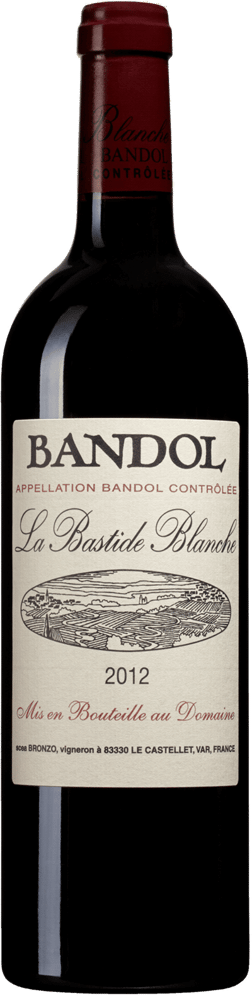 En lättare glasflaska med La Bastide Blanche 2020, ett rött vin från Provence i Frankrike