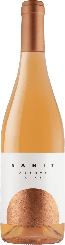 En lättare glasflaska med Nanit Orange Organic 2023, ett vitt vin från Kastilien-La Mancha i Spanien
