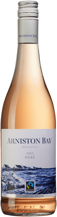 En lättare glasflaska med Arniston Bay Rosé, en rosévin från Western Cape i Sydafrika