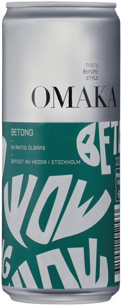 En burk med Omaka Betong, en ljus lager från Stockholms län i Sverige