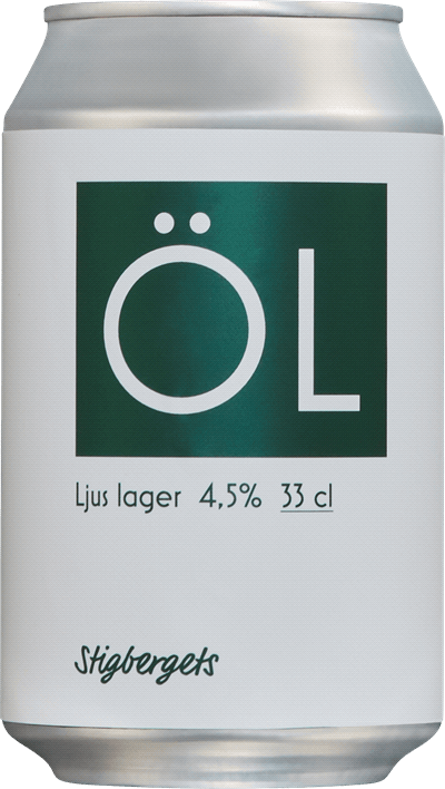 En burk med Stigbergets ÖL, en ljus lager från Västra Götalands län i Sverige