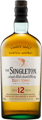 En glasflaska med Singleton of Dufftown 12 years, en whisky från Skottland i Storbritannien