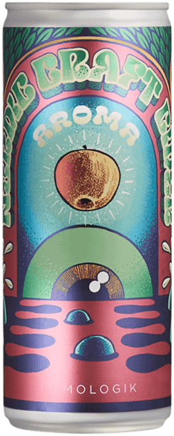 En burk med Pomologik Aroma, en cider från Sverige