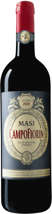 En lättare glasflaska med Masi Campofiorin, ett rött vin från Venetien i Italien