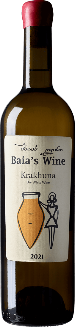 En glasflaska med Baia's Wine Tsitska Tsolikauri Krakhuna 2024, ett vitt vin från Georgien