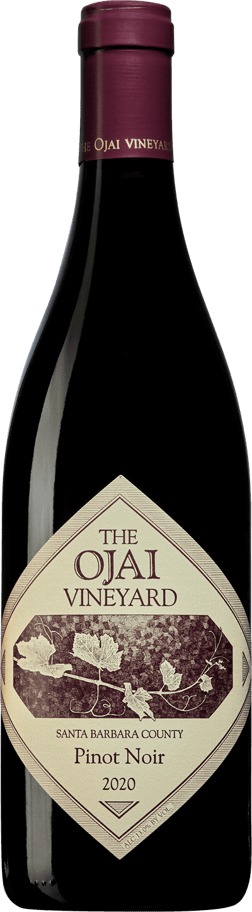 En glasflaska med Ojai Clima Frío Pinot Noir 2023, ett rött vin från Kalifornien i USA