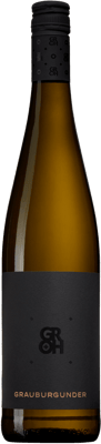 En glasflaska med Groh Organic Grauburgunder Trocken 2021, ett vitt vin från Rheinhessen i Tyskland