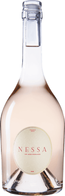 En lättare glasflaska med Nessa Rosé, en rosévin från Frankrike